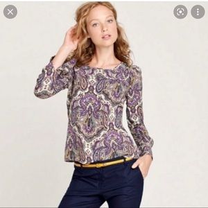 J.Crew Talitha Blouse in Royal Paisley EUC size 00
